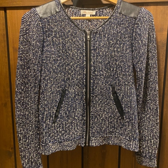 Ella Moss zippered faux leather classic cardigan/jacket. Sz. S - Picture 7 of 16
